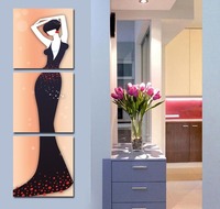玄关无框画现代装饰画客厅墙画简约壁画竖式三联促销特价抽象美女