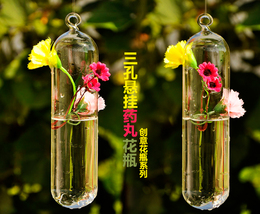 创意玻璃透明水培器皿  简约现代创意水培悬挂花瓶 植物吊瓶礼品