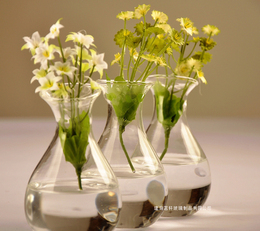 欧式唯美连体水晶玻璃花瓶 水培植物花器 创意时尚家居工艺装饰品