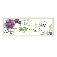 艾米兰正品A8678紫色优雅精准印花十字绣环保生态棉线钟表送表芯