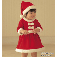 韩版新款童装 摇粒绒儿童宝宝长袖连衣裙子圣诞裙+帽子套装