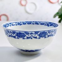 单碗 景德镇陶瓷 青花玲珑 缠枝莲 骨瓷米饭碗 微波炉用碗 韩式
