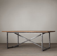 LOFT美式乡村工业风格做旧铁艺实木餐桌简约书桌复古办公桌咖啡桌