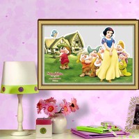 十字绣 包邮 精准印花 新款 迪士尼 儿童房 白雪公主和七个小矮人