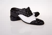 新款系带皮鞋 布洛克黑色拼色舞台鞋演出鞋子 男鞋 影楼拍照鞋603
