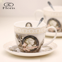 【floris】欧式咖啡杯套装骨瓷 皇室古典陶瓷咖啡杯碟带勺送礼盒
