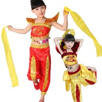 儿童舞龙舞狮彩带扭秧歌表演服装民族舞服演出服六一二人转演出服