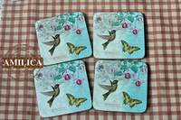 英国名品Pimpernel蝶鸟花园木制杯垫|餐垫托垫|Portmeirion旗下