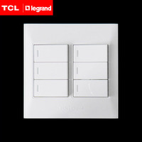 TCL罗格朗开关插座面板大盒A120竖装系列六位单控正品开关特价