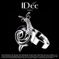 正品法国IDee艺术首饰 可爱俏皮 小蜗牛黑锆石戒指 女友礼物