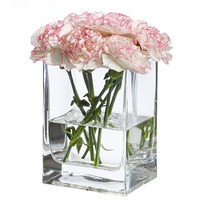 花瓶玻璃方形桌面摆放透明花瓶小方口方形鱼缸水晶品质欧式花瓶