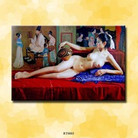 中式写实美女人体油画送豪华实木内框