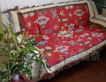 [白色莫奈]大师设计米罗风纯棉流苏三层色织线毯沙发毯床盖