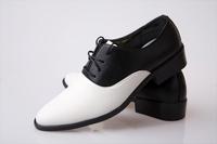 2014新款演出鞋 男单皮鞋 新郎鞋 舞鞋黑白色绑带鞋 舞台大合唱鞋