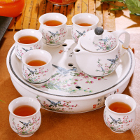 景君-茶具套装特价景德镇双层隔热陶瓷杯子功夫带茶盘专柜正品