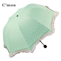 cmon 蕾丝花边公主洋伞 晴雨伞折叠防紫外线黑胶遮阳伞太阳伞包邮