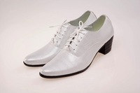 2014新款男士演出鞋 白色细条纹 大合唱鞋 舞鞋 系带鞋 增高鞋6cm