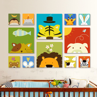 可爱儿童房装饰画动物卡通无框画 玄关动漫壁画沙发背景墙画挂画