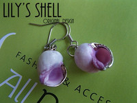 Lily's Shell   饰品 手工 银边 海螺 浪漫 紫色 贝壳 耳环