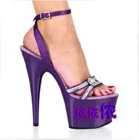 紫色凉鞋 超高跟大码鞋 高跟女鞋 细跟大码鞋 17CM高跟鞋
