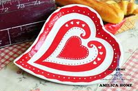 美国MESA彩绘心形盘|菜盘|西餐盘|干果零食盘|装饰盘|甜蜜情人节