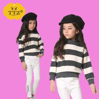 女童秋装套装8岁新款儿童韩版条纹两件套12中大童秋季长袖衣服潮