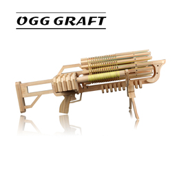 OGG CRAFT 仿真玩具枪 木制加特林 可发射软弹类 六百连发皮筋枪