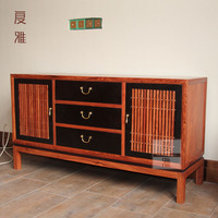 现代中式电视柜 花梨木刺猬紫檀红木家具 中国风 阅梨家具矮柜边
