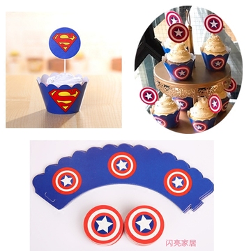 蛋糕装饰围边插牌美国队长蜘蛛侠超人冰雪公主小黄人六一儿童节