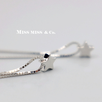 MISSMISS 925银饰星朗系列 手工纯银 星星吊坠项链锁骨链套链