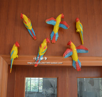 简约现代立体动物雕塑鸟创意家居墙壁装饰挂件树脂仿真鹦鹉工艺品