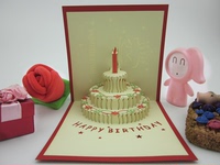 生日蛋糕3D立体贺卡手工创意卡片批发庆生礼物明信片剪纸diy模型