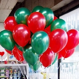 5包包邮圣诞节气球批发派对庆典装饰红绿12寸10寸加厚圆形珠光色