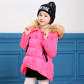 正品女童2015冬装新款女童加厚羽绒服中长款儿中大童韩版棉袄外套