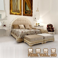 梵赫 4bs192 上海 圆靠床 双人床 欧式  布艺床 白色 雕花 大床