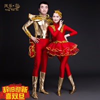 中国风红色打鼓服演出服装男女现代舞演出服水鼓腰鼓服舞蹈服装