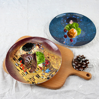 阿瓦隆骨瓷西餐盘子圆形创意8寸陶瓷情侣早餐小吃平盘甜品西餐盘