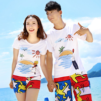 原创男女情侣装夏装短袖t恤短裤2015新款韩版休闲运动服沙滩套装