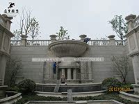黄锈石天然石材半径喷泉石雕壁式喷泉雕塑大型别墅园林景观雕刻