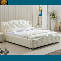 皮床 软床 床铺 白色皮床 婚床 高箱汽动床 经济小户型真皮床1.5