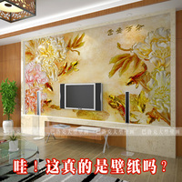 【财富贵】大型壁画无缝3d立体高端电视背景墙壁纸 现代简约中式