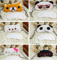 韩国熊猫挂耳式游戏眼罩可爱卡通毛绒睡眠套耳遮光缓疲劳冰敷护眼