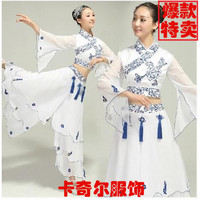2014新款送头饰古典舞服装青花瓷演出服民族服装伴舞舞蹈白色舞伴