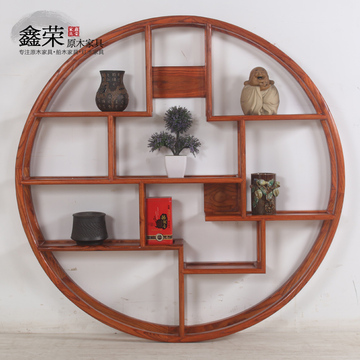 现代中式家具壁挂实木多宝阁博古架原木茶具展示茶叶架挂墙古董架
