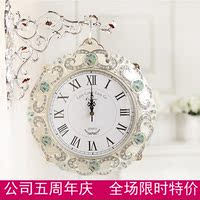 欧式客厅石英钟卧室静音创意时钟树脂宝石工艺双面挂钟钟表特价