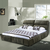 经济小户型布艺床 1.5米床铺 软床 绒布床 棉布床 高箱床 双人床