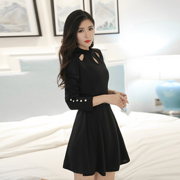 爆款热卖2016秋季新款韩版时尚修身显瘦性感长袖气质连衣裙