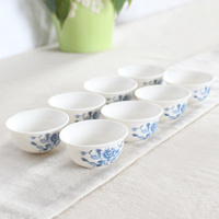 德化 玉白瓷釉上彩家用 功夫茶具整套配件 单品茗茶杯8个装 包邮