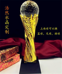 水晶奖杯奖牌金属麦穗高尔夫球足球篮球等各种球正品促销专业定制
