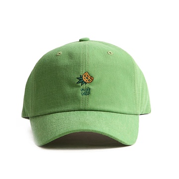 韩国进口帽子个性菠萝绿色棒球帽时尚刺绣鸭舌帽弯檐帽四季男女潮